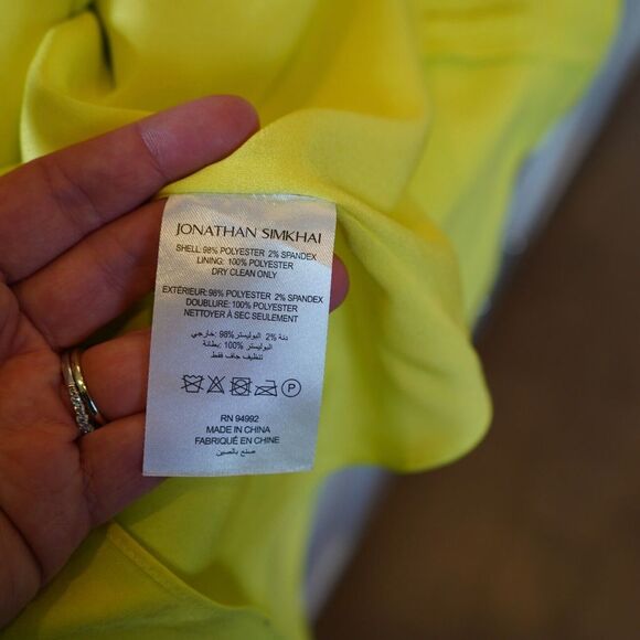 Jonathan Simkhai Kayleigh Cutout Crepe Mini Dress Lime Yellow Sz 2 NWT $495 - Picture 9 of 14